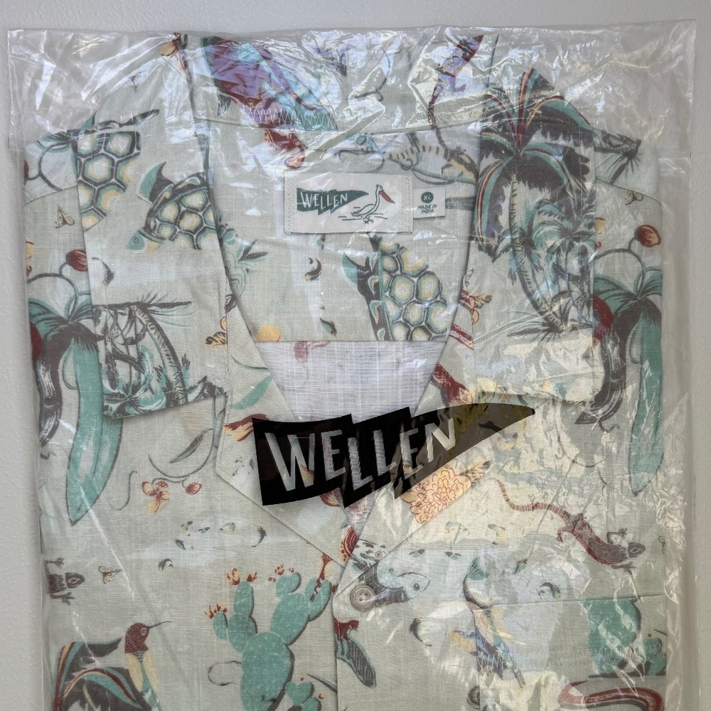NEW- Wellen - Organic Cotton Camp Shirt - Stucco Puerto Escondido - XL